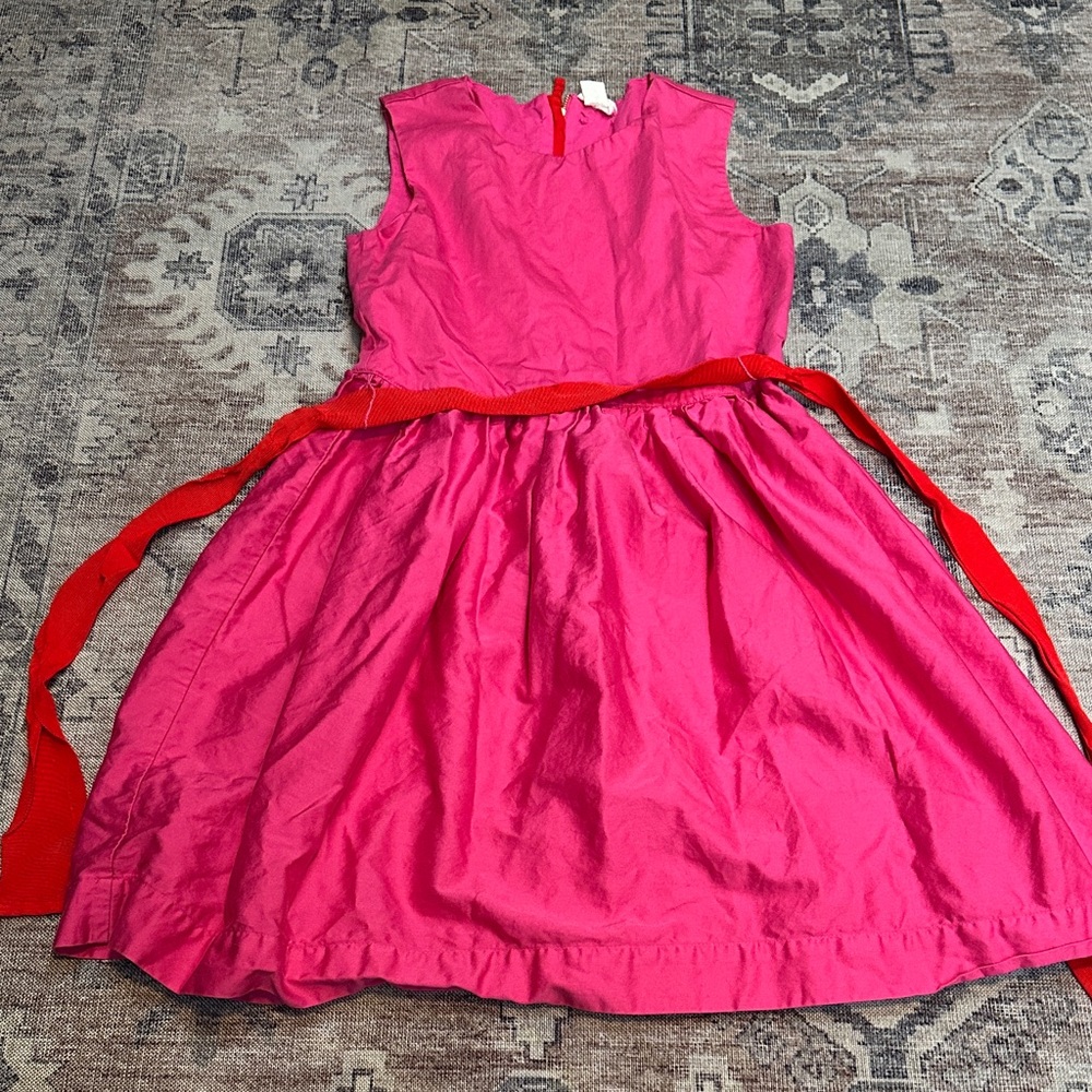 Crewcuts girls Vibrant Pink Dress with Red Belt sz 10